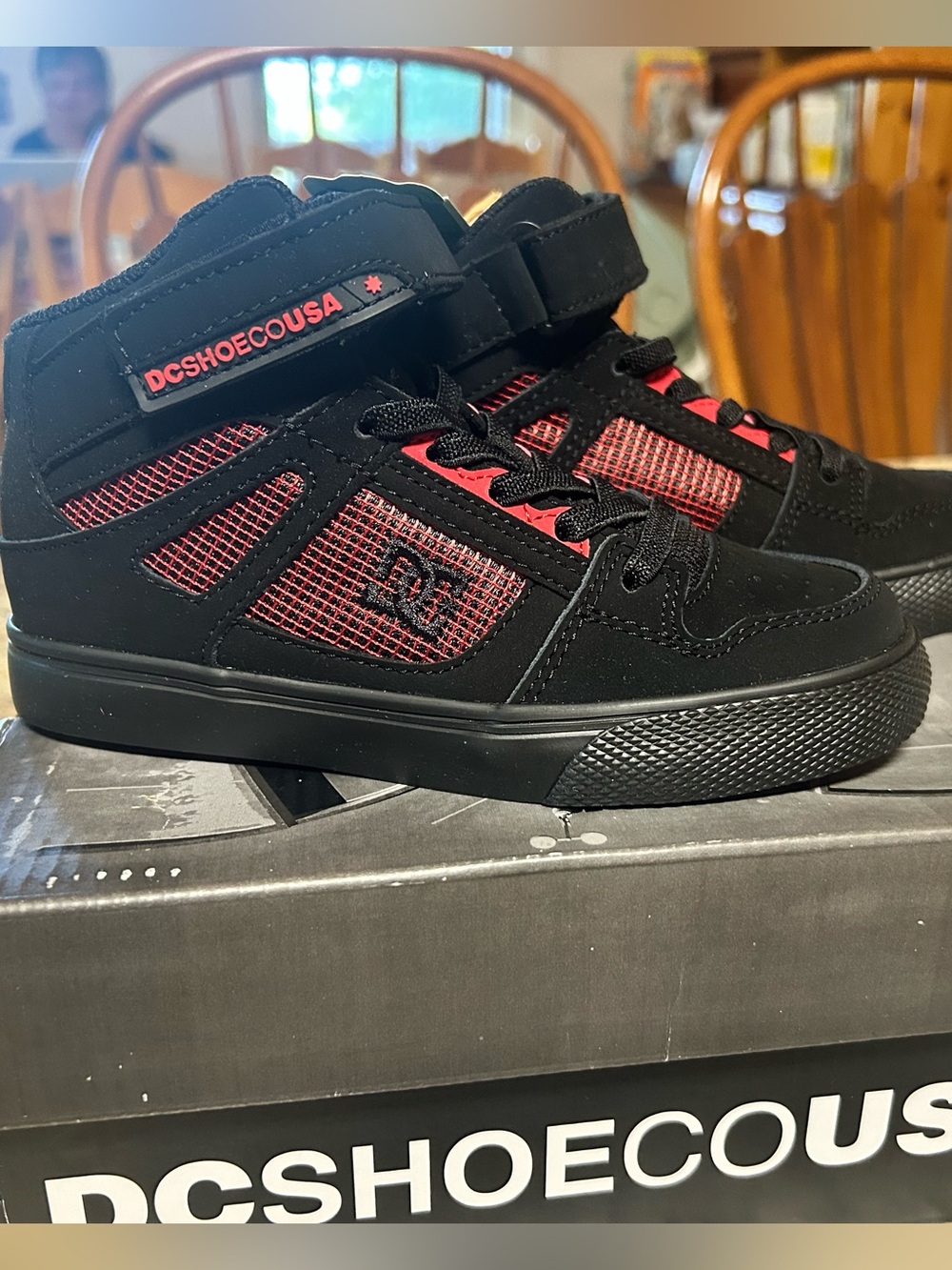 NIB DC Kids 12 Black & Red High-Top Skateboard Sneakers